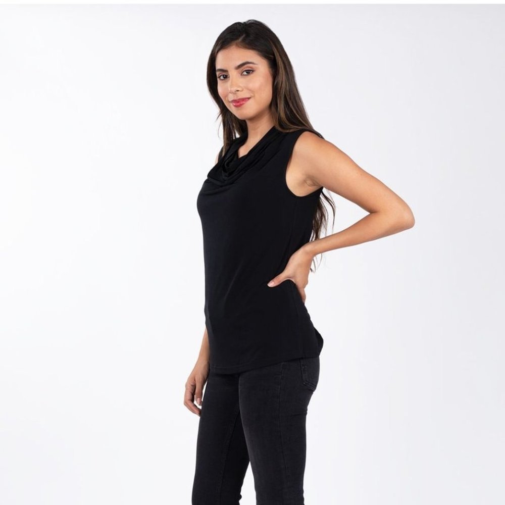 Leota Women's Sleeveless Face Cover Tunic In Black - Picture 2 of 4